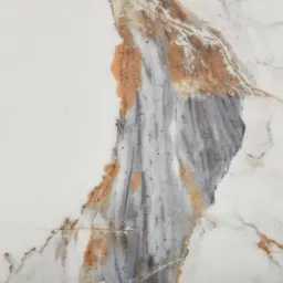 Sir Lionell Gliding White Sintered Stone Side Table - Walnut Brown Wooden Legs