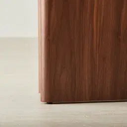 Sir Lionell Gliding White Sintered Stone Console Table - Walnut Brown Wooden Legs