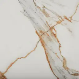 Sir Lionell Gliding White Sintered Stone Console Table - Walnut Brown Wooden Legs