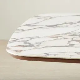 Dunstan Amber Brown Veneer Rectangular Dining Table with Calacatta Viola Sintered Stone Top - 240x120cm