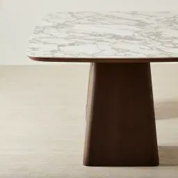 Dunstan Amber Brown Veneer Rectangular Dining Table with Calacatta Viola Sintered Stone Top - 240x120cm