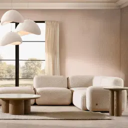 Terzetto Pandora Brown Sintered Stone Round Coffee Table High - Medium Brown Wooden Legs