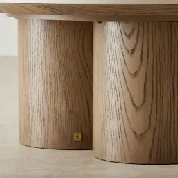 Terzetto Pandora Brown Sintered Stone Round Coffee Table High - Medium Brown Wooden Legs