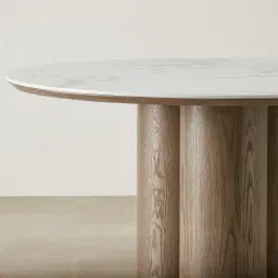 Terzetto Pandora Brown Sintered Stone Round Dining Table - Medium Brown Wooden Legs