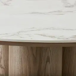 Terzetto Pandora Brown Sintered Stone Round Dining Table - Medium Brown Wooden Legs