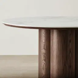 Terzetto Pandora Brown Sintered Stone Round Dining Table - Dark Brown Ash Legs