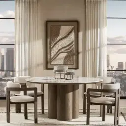 Terzetto Pandora Brown Sintered Stone Round Dining Table - Dark Brown Ash Legs