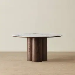 Terzetto Pandora Brown Sintered Stone Round Dining Table - Dark Brown Ash Legs