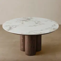 Terzetto Pandora Brown Sintered Stone Round Dining Table - Dark Brown Ash Legs