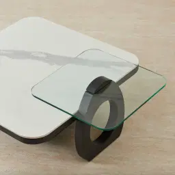 Aspen White Sintered Stone Coffee Table - Matte Black Legs