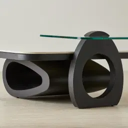 Aspen White Sintered Stone Coffee Table - Matte Black Legs