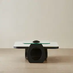 Aspen White Sintered Stone Coffee Table - Matte Black Legs