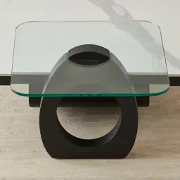 Aspen White Sintered Stone Coffee Table - Matte Black Legs