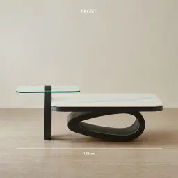 Aspen White Sintered Stone Coffee Table - Matte Black Legs