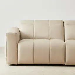 Kensley Almond Cream Leather 2-Seater Dual Electric Recliner