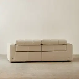 Kensley Almond Cream Leather 2-Seater Dual Electric Recliner