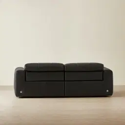 Kensley Black Leather 2-Seater Dual Electric Recliner