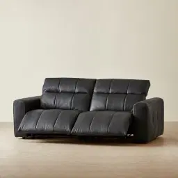 Kensley Black Leather 2-Seater Dual Electric Recliner