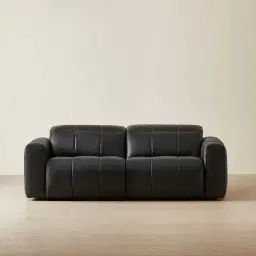 Kensley Black Leather 2-Seater Dual Electric Recliner