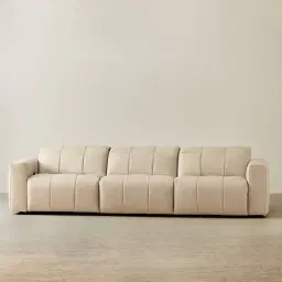 Kensley Almond Cream Leather 3-Seater Dual Electric Recliner