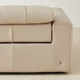 Kensley Almond Cream Leather 3-Seater Dual Electric Recliner