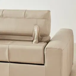 Kensley Almond Cream Leather 3-Seater Dual Electric Recliner