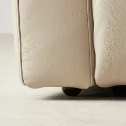 Kensley Almond Cream Leather 3-Seater Dual Electric Recliner