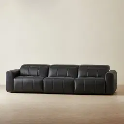 Kensley Black Leather 3-Seater Dual Electric Recliner