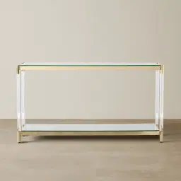 Auryn Polished Champagne Gold Stainless Steel Console Table