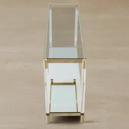 Auryn Polished Champagne Gold Stainless Steel Console Table