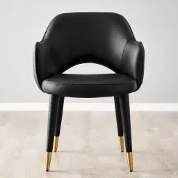 Adrianna Black Vegan Leather Dining Chair