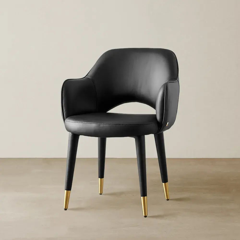 Adrianna Black Vegan Leather Dining Chair