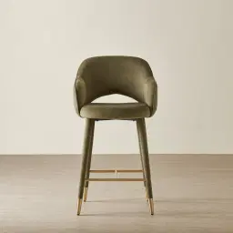 Adrianna Olive Green Velvet 67cm Counter Stool