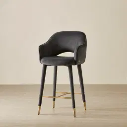 Adrianna Charcoal Velvet 67cm Counter Stool