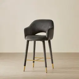 Adrianna Charcoal Velvet 67cm Counter Stool