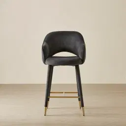 Adrianna Charcoal Velvet 67cm Counter Stool