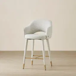 Adrianna Dove Grey Woven Fabric 67cm Counter Stool