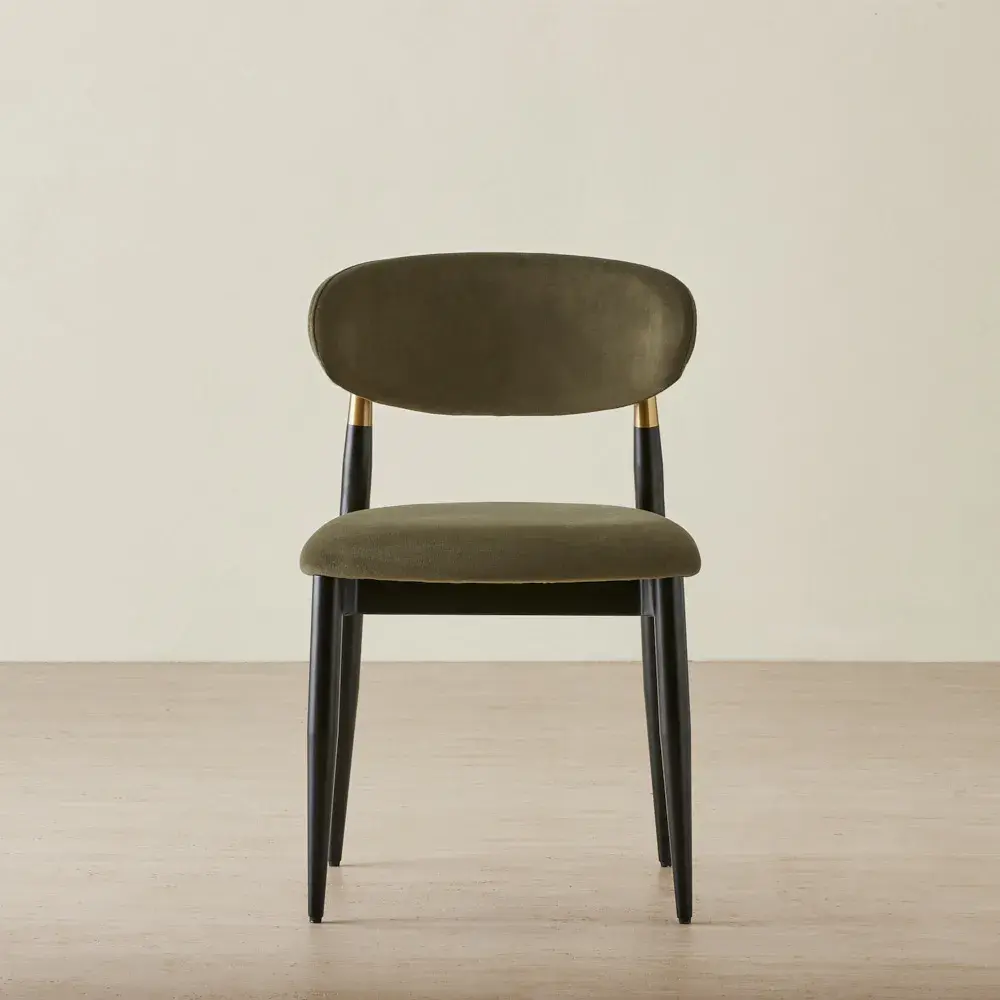 Amali Olive Green Velvet Dining Chair