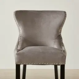 Camille III Pebble Grey Velvet Bar Stool