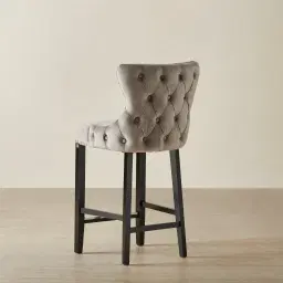 Camille III Pebble Grey Velvet Bar Stool