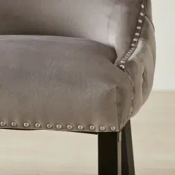 Camille III Pebble Grey Velvet Bar Stool