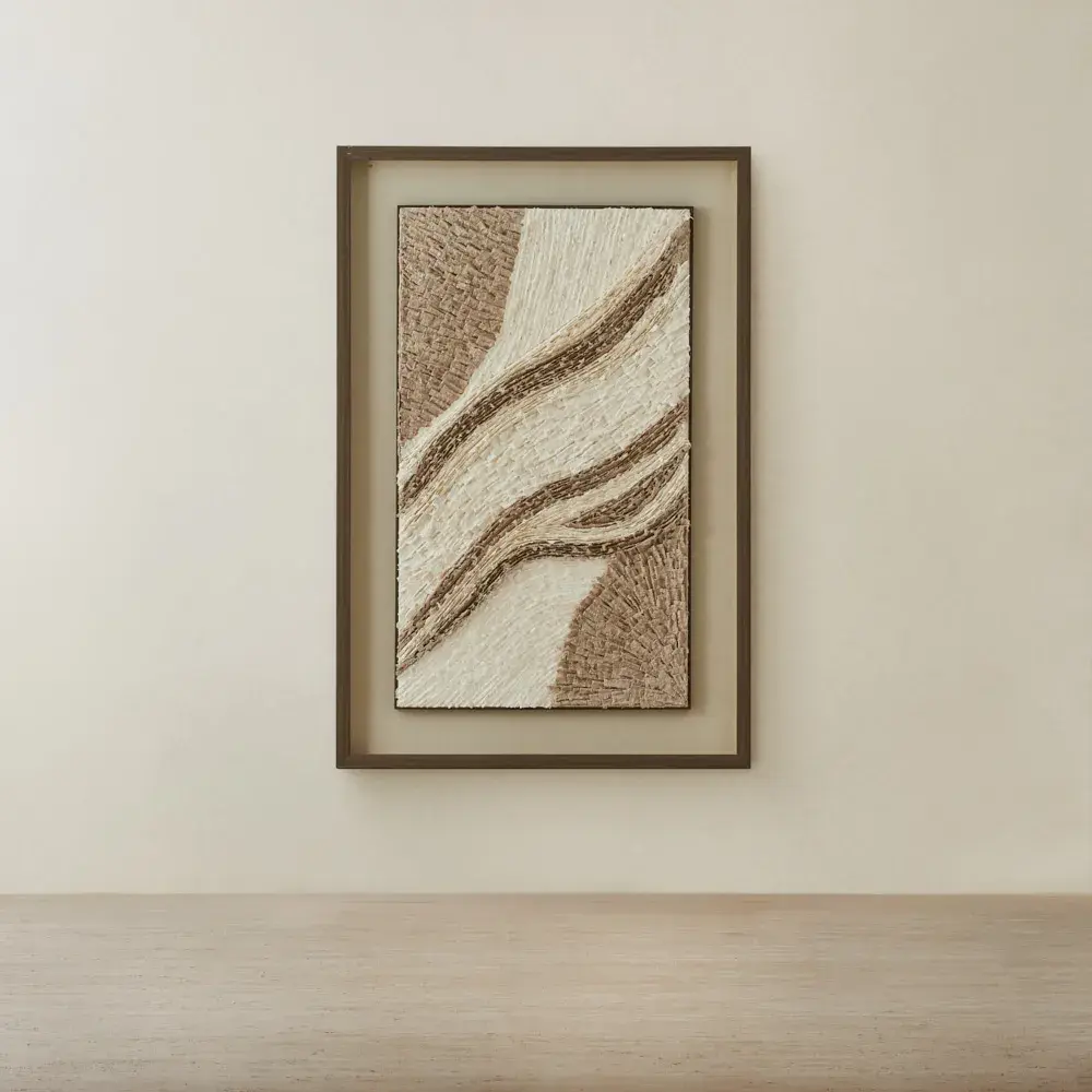 Fita Paper Pulp Shadow Box with Light Brown Frame