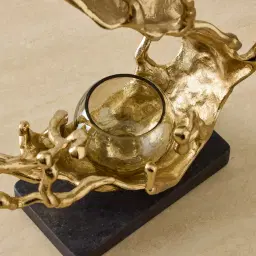 Nickel Sculpture Votive II - Deep Gold and Granite Base