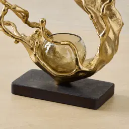 Nickel Sculpture Votive II - Deep Gold and Granite Base