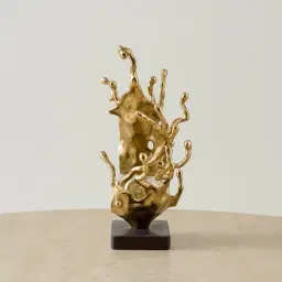 Nickel Sculpture Votive II - Deep Gold and Granite Base