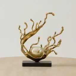 Nickel Sculpture Votive II - Deep Gold and Granite Base
