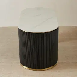 Archie Black Wooden Study Desk with White Sintered Stone Top