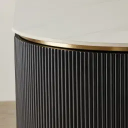 Archie Black Wooden Study Desk with White Sintered Stone Top