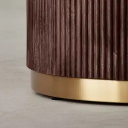 San Pierre Ebony Brown Ash Veneer Two-Leg Rectangular Dining Table with Travertine Finish Sintered Stone Top - 200x110cm