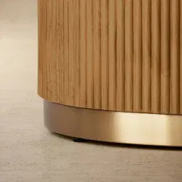 San Pierre Light Brown Ash Veneer Two-Leg Rectangular Dining Table with Travertine Finish Sintered Stone Top - 200x110cm